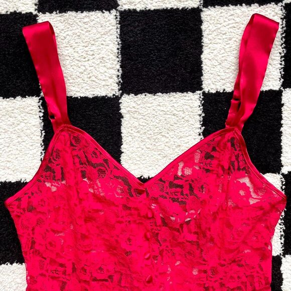 Victoria’s Secret Vintage 90s Red Lace Bodysuit - Picture 3 of 6